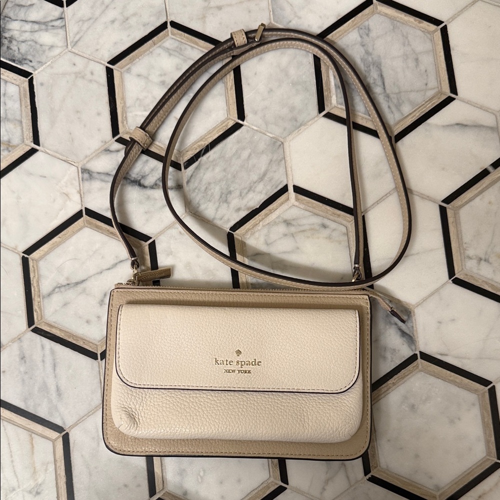 Kate Spade Ivory and Tan Crossbody Bag
